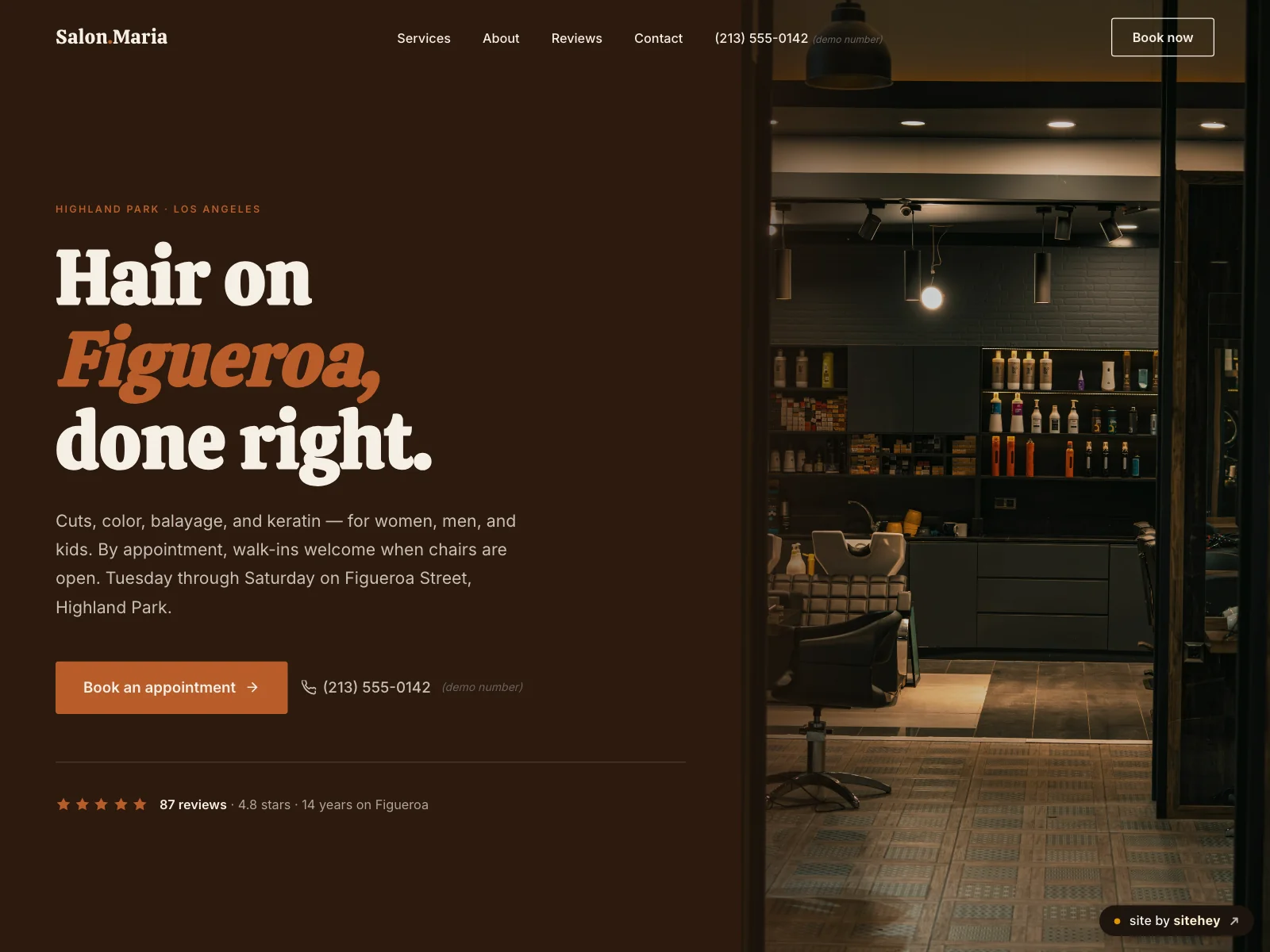 salon maria highland park hair salon site, built by sitehey